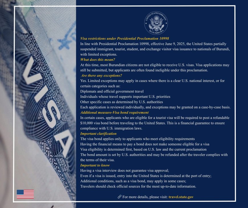 États-Unis : Entrée en vigueur des nouvelles restrictions de visa pour le Burundi